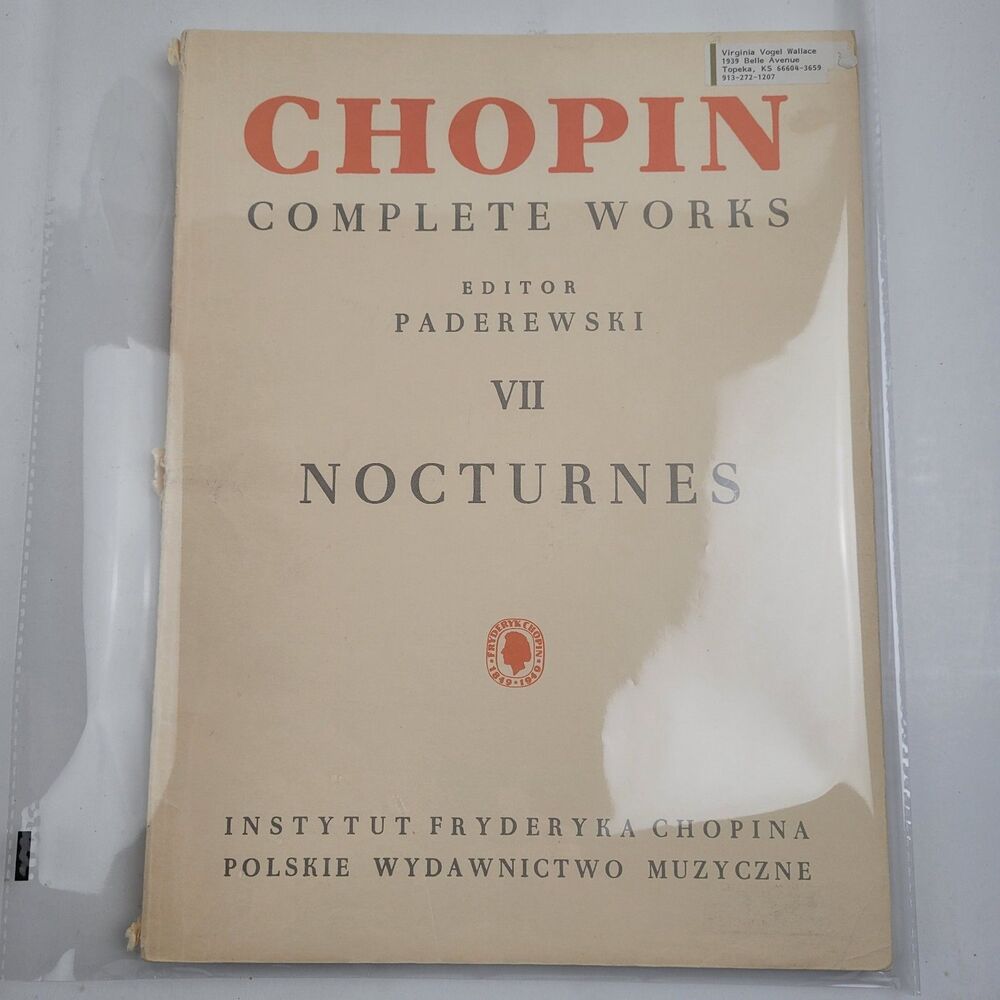 Nocturnes Piano Solo Sheet Music Frederic Chopin Book